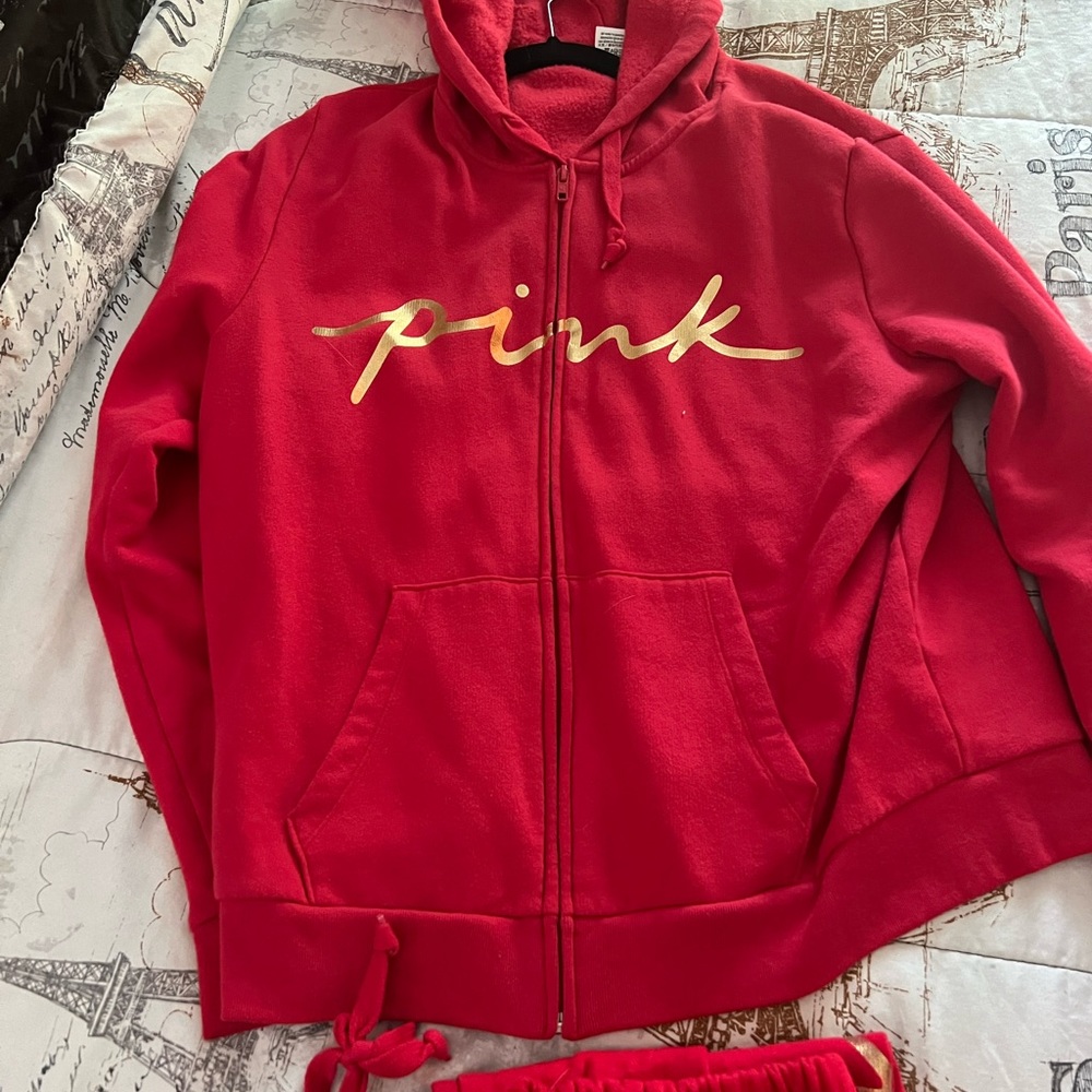 PINK Everyday Lounge Classic Jogger outfit in RED